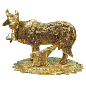 Premium Brass Kamdhenu Cow with Calf Idol Manufacturer in Mathura